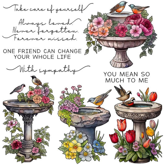 Garden Birds & Flowers Dies & Stamps Set