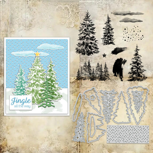 Christmas Tree Dies & Stamps Set