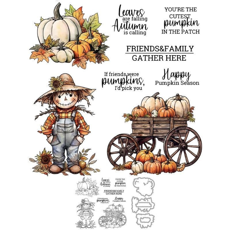 Fall Harvest Pumpkin Scarecrow Dies & Stamps Set