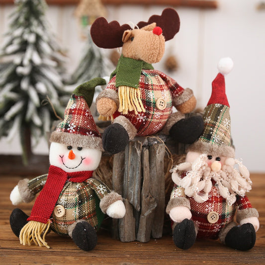 Christmas Plaid Cloth Doll Pendant Decorations