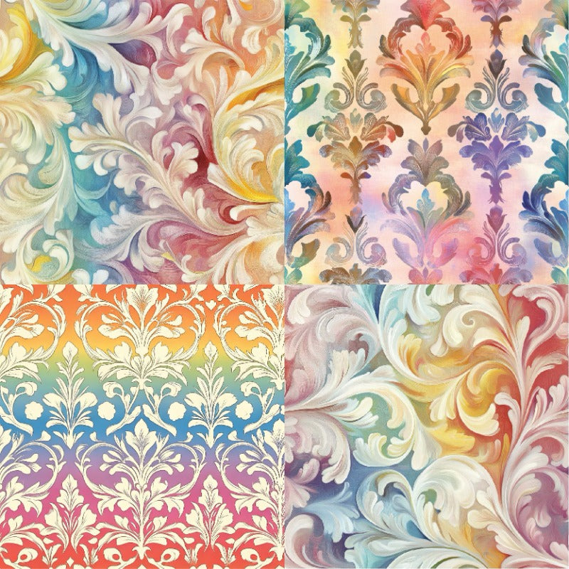 24PCS 6" Damask Scrapbook Paper & Cardstock