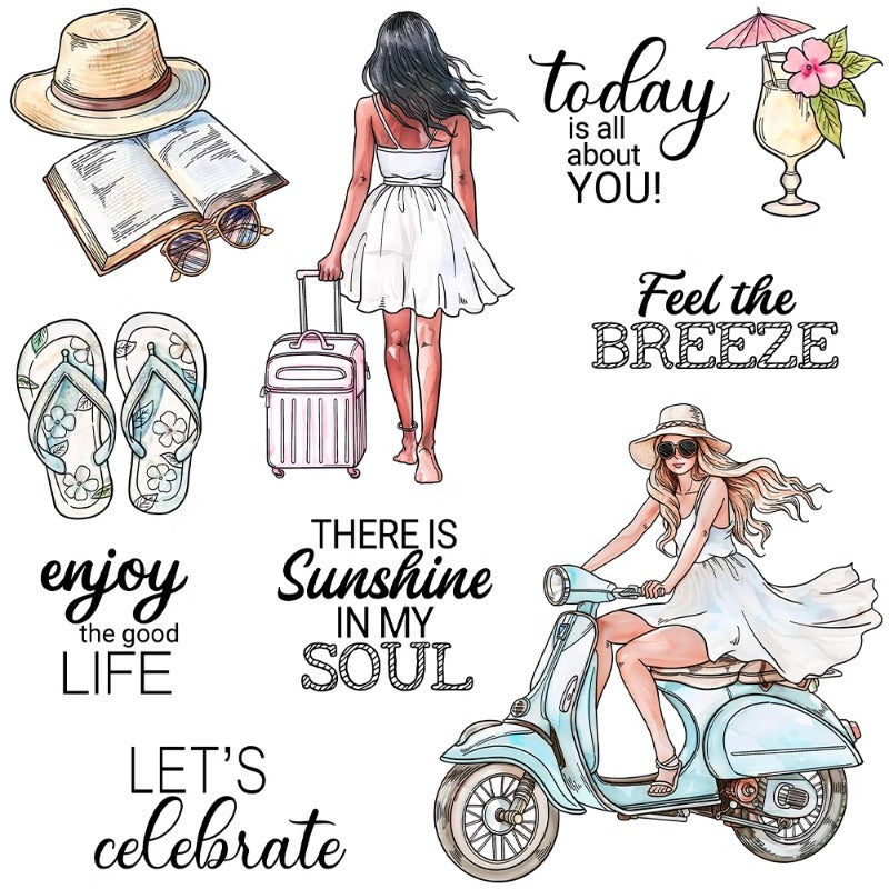 Women's Summer Vacation Clear Stamps