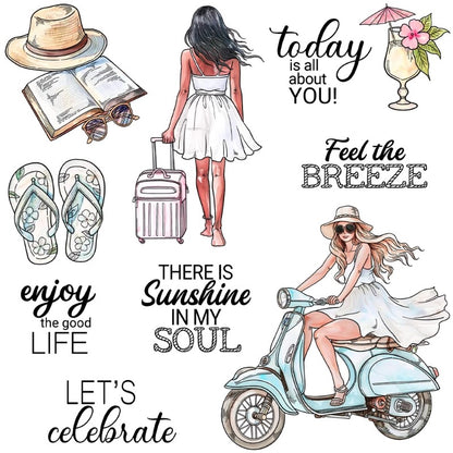 Women's Summer Vacation Clear Stamps