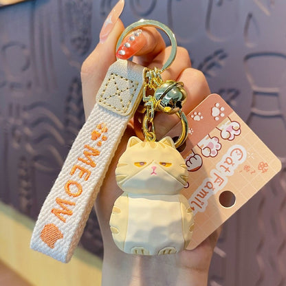 Creative Wooden Carving Cute Cat Keychain