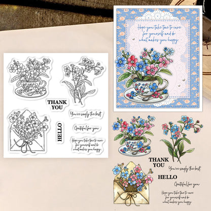 Teacup Flower Envelope Clear Stamps
