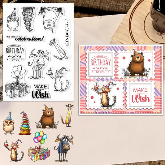 Funny Animals Celebrate Birthday Dies & Stamps Set