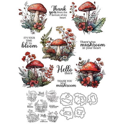 Natural Mushrooms Dies & Stamps Set