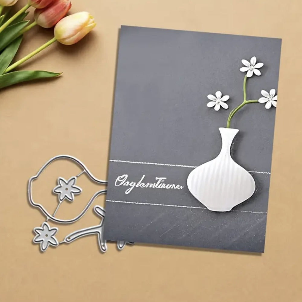 Minimalist Vase with Flowers Metal Cutting Dies