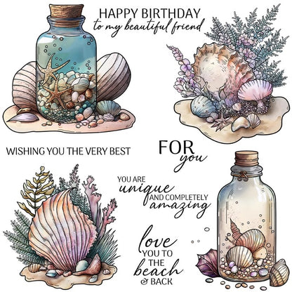 Sea Shells And Wishing Bottle Clear Stamps