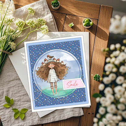 Girl with Messy Hair Dies & Stamps Set
