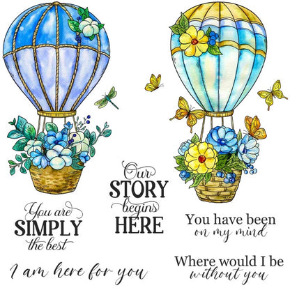 Beautiful Hot Air Balloons and Flowers Dies & Stamps Set