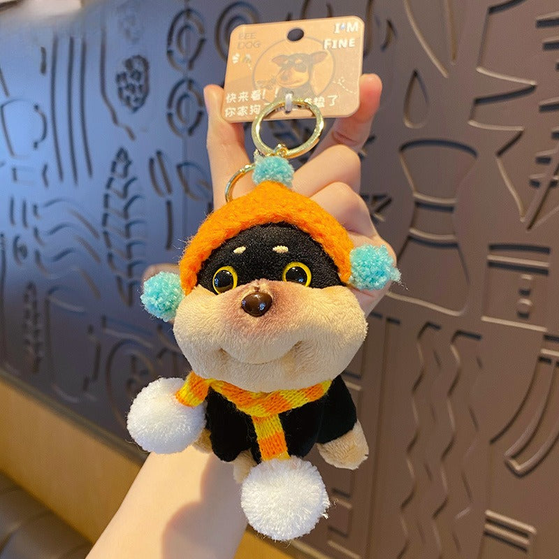Funny Plush Bee Dog Keychain