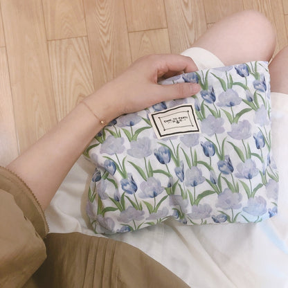 Sweet and Fresh Floral Fabric Cosmetic Bag