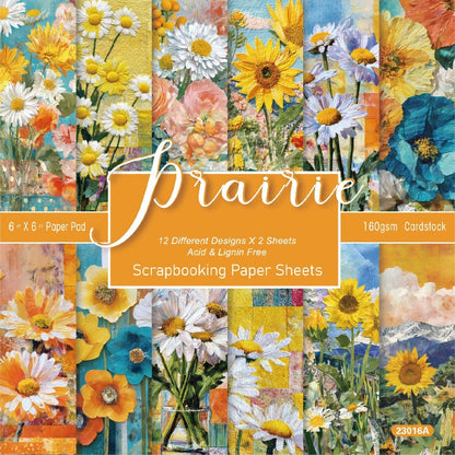 24PCS 6" Prairie Scrapbook Paper & Cardstock