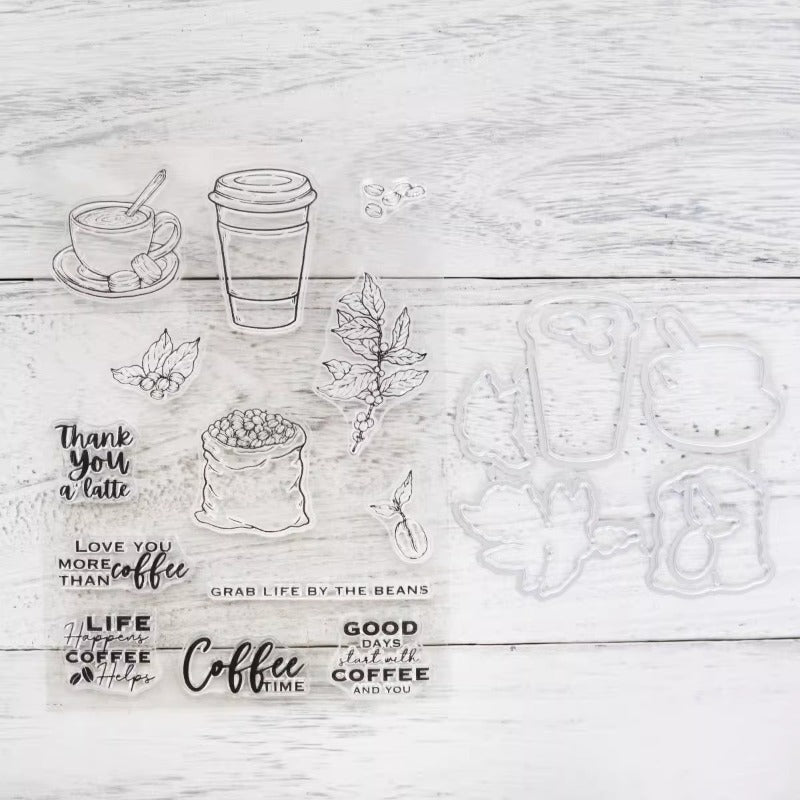 Coffee Beans & Coffee Cup Dies & Stamps Set