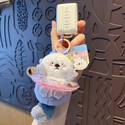 Cute Pet Summer Water Fun Plush Keychain