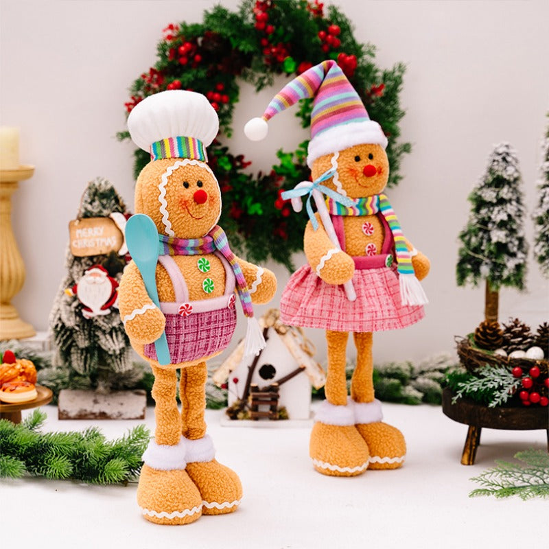 Christmas Stretchable Legs Gingerbread Man Doll Ornaments