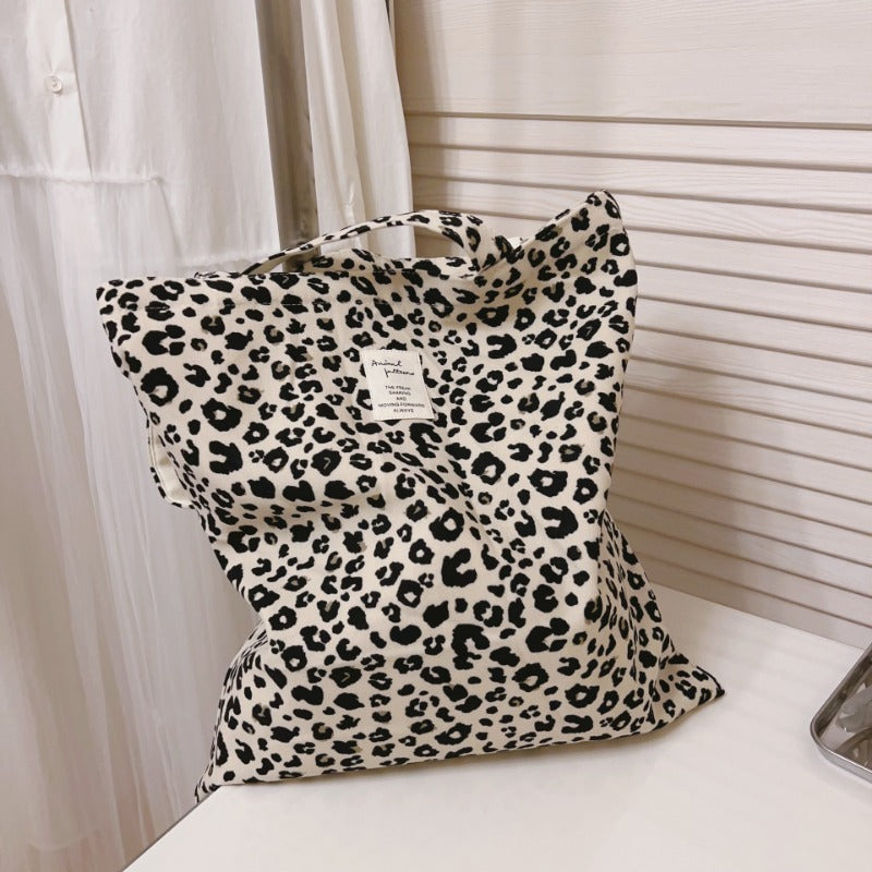 Leopard Print Canvas Shoulder Bag