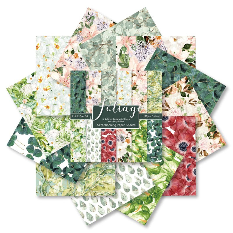 24PCS 6" Foliage Scrapbook Paper & Cardstock