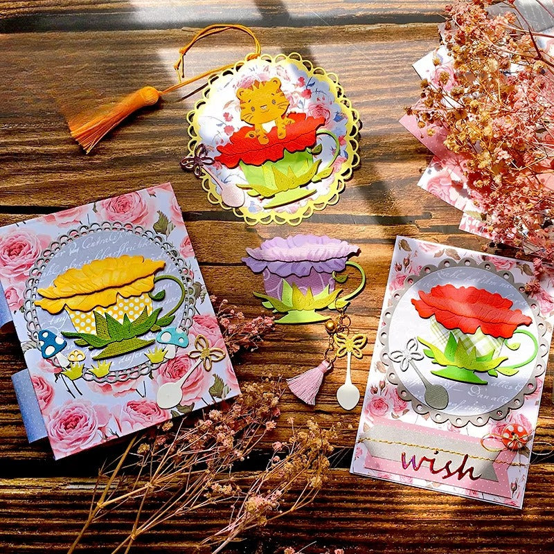 Teacup and Flowers Metal Cutting Dies