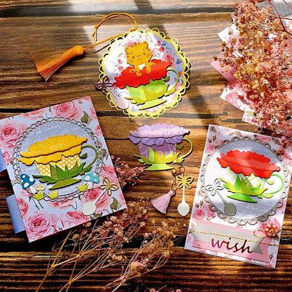 Teacup and Flowers Metal Cutting Dies