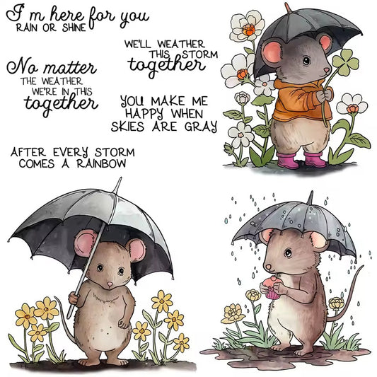 Mouse Holding an Umbrella Dies & Stamps Set