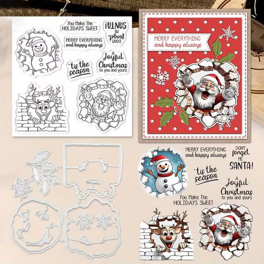 Santa Claus Snowman Elk Dies & Stamps Set