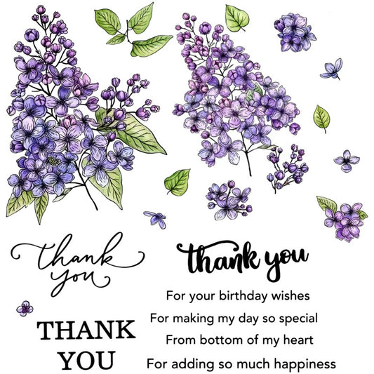 Beautiful Lilac Flowers Dies & Stamps Set